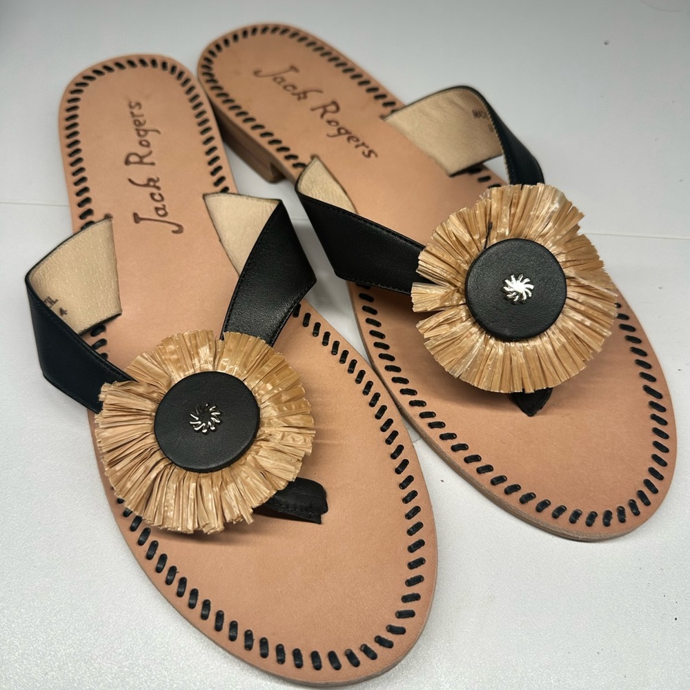JACK ROGERS Cay Leather Thong Sandals Sz 8